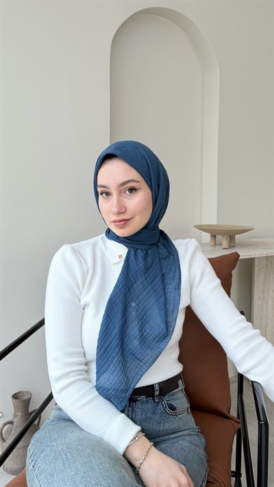 Perla Müslin Eşarp - Petrol Mavisi