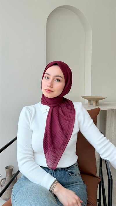 Perla  Müslin Eşarp - Vişne Çürüğü