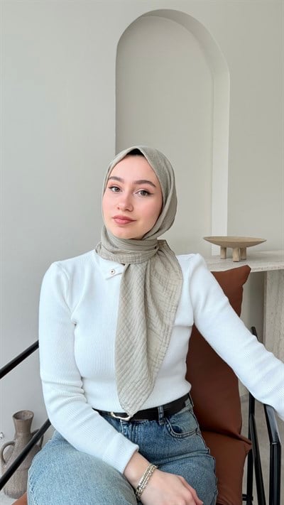 Perla  Müslin Eşarp - Vizon