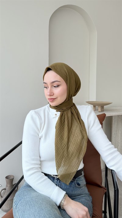 Perla  Müslin Eşarp - Yağ Yeşili