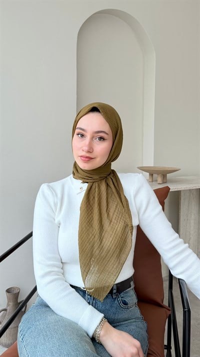 Perla  Müslin Eşarp - Yağ Yeşili