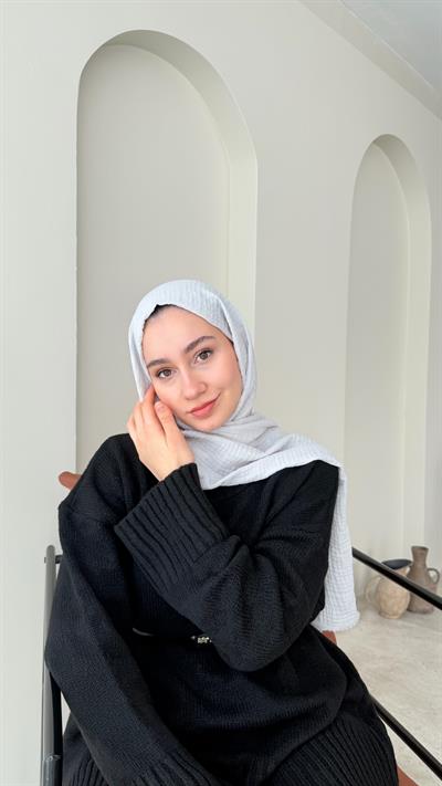 Perla Müslin Şal - Taş Gri