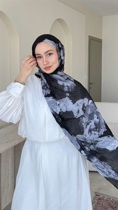 Petunya Comfort Kraş Şal - Siyah