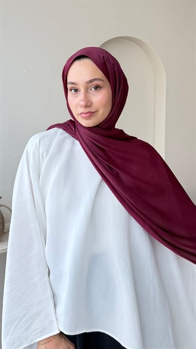 Premium Kristal Janjan Şal - Bordo