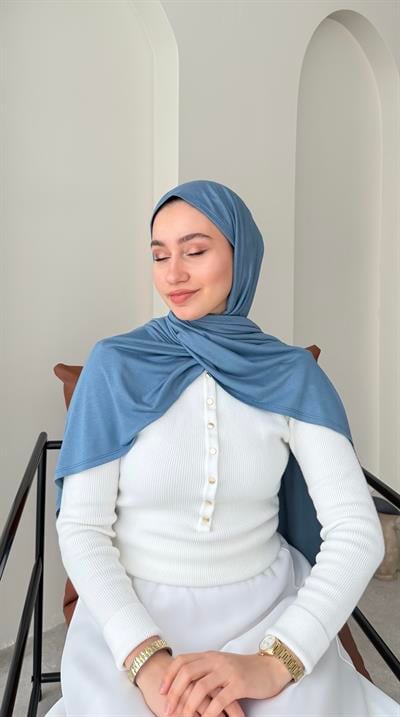 Premium Penye Şal - Mavi