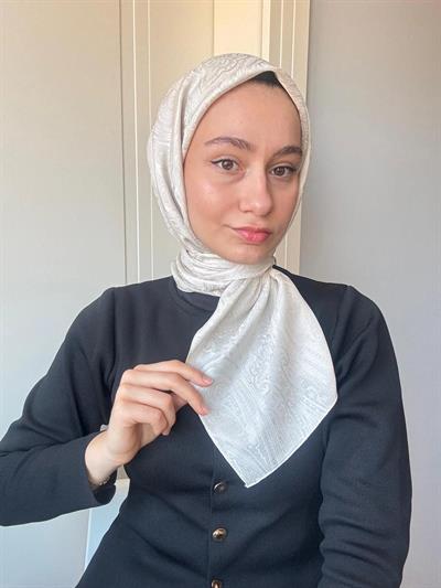 Retro Vual Jakar Eşarp - Açık Taş