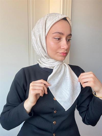 Retro Vual Jakar Eşarp - Açık Taş