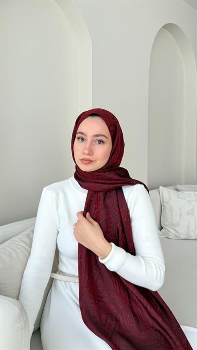 Retro Vual Jakar Şal-Bordo