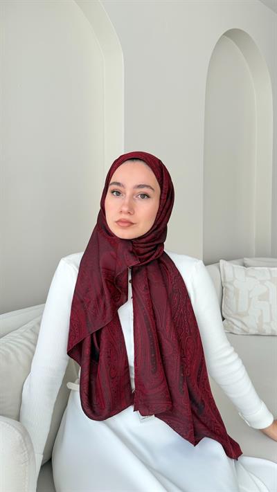 Retro Vual Jakar Şal-Bordo