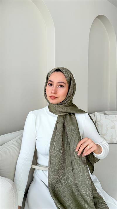 Retro Vual Jakar Şal-Soft Yeşil