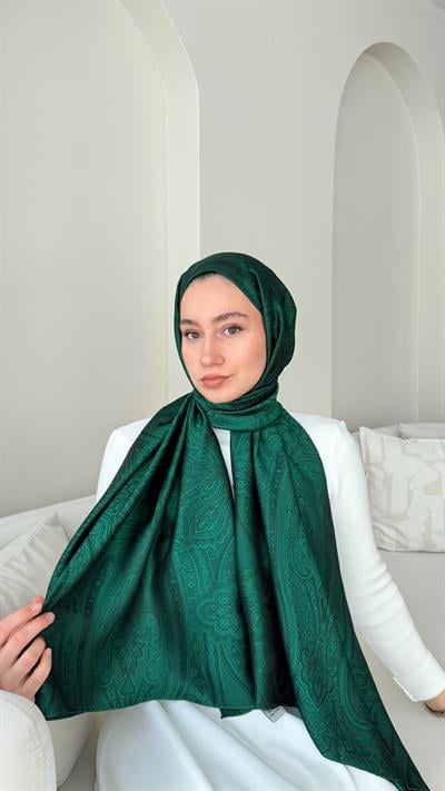 Retro Vual Jakar Şal-Zümrüt Yeşili