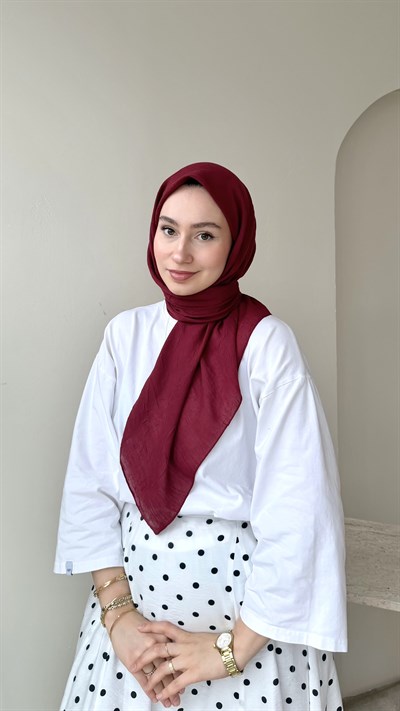 Sare Pamuk Kraş Eşarp - Bordo