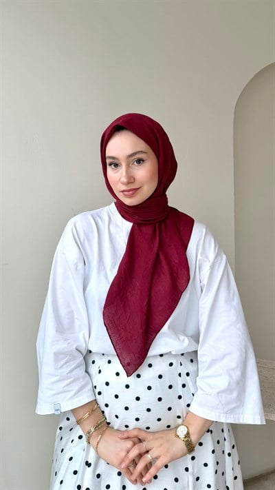 Sare Pamuk Kraş Eşarp - Bordo