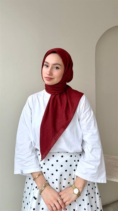 Sare Pamuk Kraş Eşarp - Koyu Kiremit
