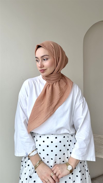 Sare Pamuk Kraş Eşarp - Sütlü Kahve