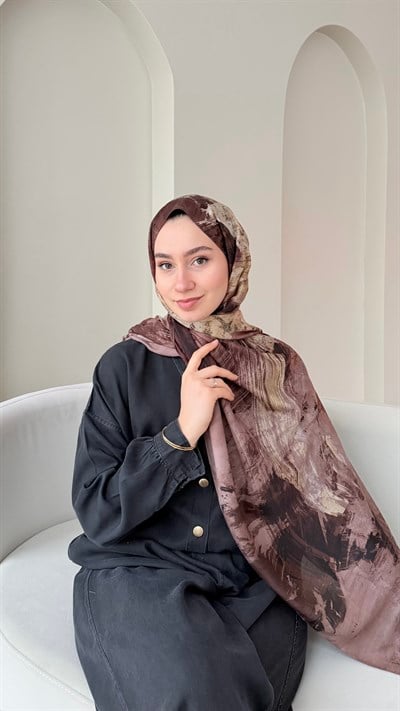 Zeen Desen Dokuma Şal - Kahve
