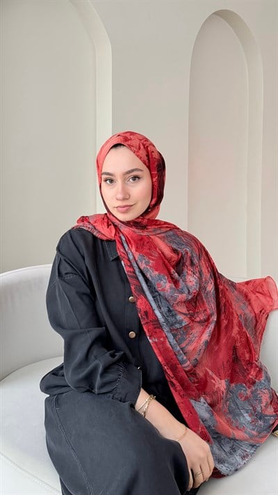 Zeen Desen Dokuma Şal - Mercan