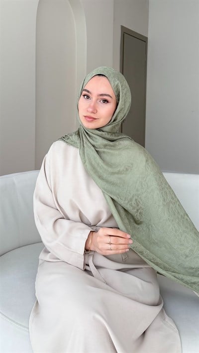 Zincir İpeksi Pamuk Jakar Şal - Soft Yeşil