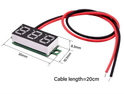 0.28 inch DC 2.3-30V Dijital Mini Voltmetre 2 Kablolu-Kırmızı
