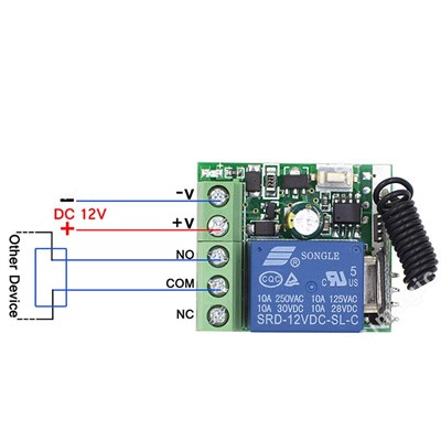 1 Kanal 433mhz Uzanktan Kumanda Uyumlu Röle Devresi 12v(10A)