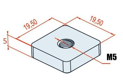 10 Kanal Sigma Profil Kare Somun(20x20x5 M5)