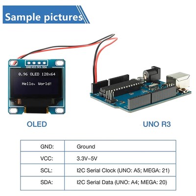 128x64 0.96 İnch I2C Oled Grafik Lcd Ekran 4 Pin(Mavi-Sarı)-Drive SSD1315