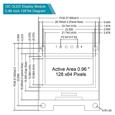128x64 0.96 İnch I2C Oled Grafik Lcd Ekran 4 Pin(Mavi-Sarı)-Drive SSD1315