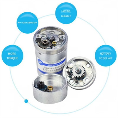12V 25mm 12 Rpm JGA25-370 Düz Tip Redüktörlü DC Motor