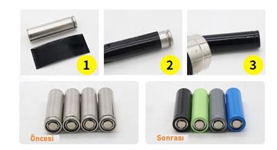 18650 Tekli Batarya Shrink Siyah 30X70mm 10Lu