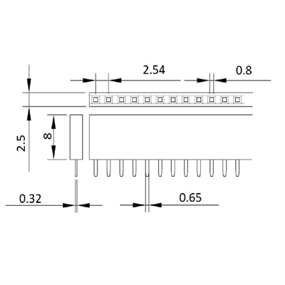 1x40 Pin 180 Derece Dişi Header