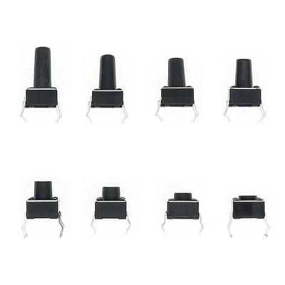 200 Parça 10 Çeşit Push Button Seti-Tact Switch-6x6 Dip Kılıf-Plastik Kutulu