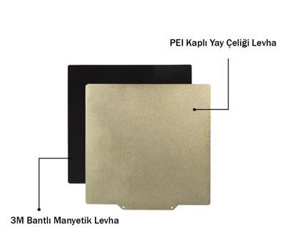 220x220mm Toz Kaplı Çift Taraflı PEI Manyetik Yay Çeliği(Pütürlü Yüzey)