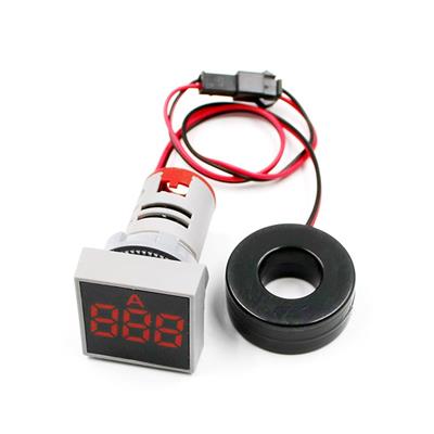 22mm Dijital Voltmetre-Ampermetre Kare AC 20-500V 0-100A Kırmızı