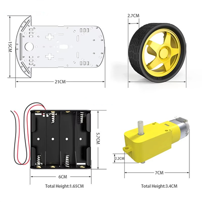2WD Çok Amaçlı Şeffaf Mobil Tekerlekli Mobil Araba Kiti-Şeffaf-Arduino Uyumlu