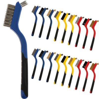 3 Lü Kauçuk Saplı Tel Fırça Seti Mavi(Bakır-Çelik-Nylon)