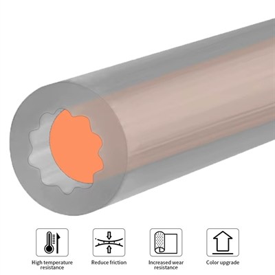 4x2mm İçi Yıldız Şeklinde Düşük Dirençli PTFE Tüp Boru-1 Mt