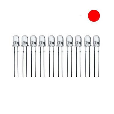 5mm Şeffaf Kırmızı Led Paketi - 10 Adet