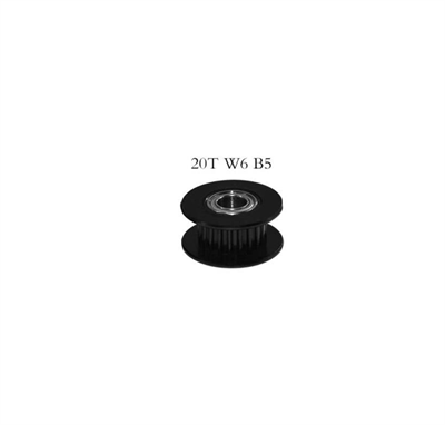 5mm Gt2 20 Diş 6mm Kayış Avare Kasnak Siyah(Dişli)