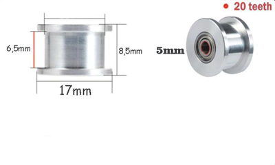 5mm Gt2 20 Diş 6mm Kayış Avare Kasnak(Dişsiz)
