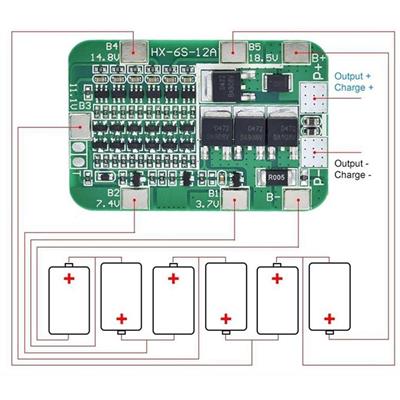 6S 12A BMS 25.5V 18650 Lityum LiPo Pil Şarj Koruma Modülü