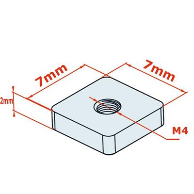 7x7x2 mm M4 Kare Somun(100 adet)