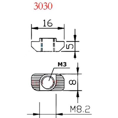 8 Kanal Sigma Profil Somun(M3 Tırtıklı Somun)