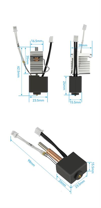 Anycubic Kobra 3 Full Hotend Seti Soğutucu Gövde Dahil(Pirinç Nozzle)