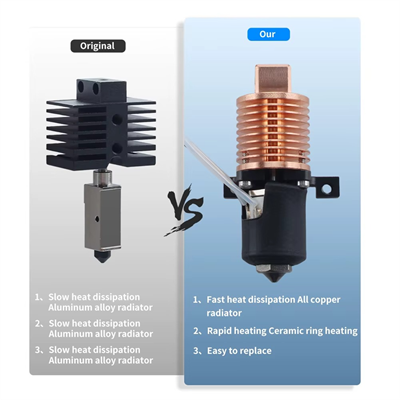 Bamb Lab P1 Serisi Yükseltilmiş Hotend Dairesel Bakır Gövde-Sertleştirilmiş V6 Çelik Nozzle-0.4mm