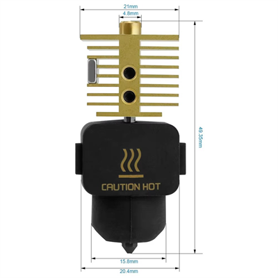 Bambu Lab A1-A1 Mini Yükseltilmiş Hotend Seti Pirinç Gövde-Sertleştirilmiş Çelik Nozzle-0.4mm