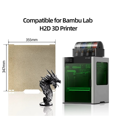 Bambu Lab H2D Çift Taraflı Pütürlü Pei Yay Çeliği Tabla-355x347mm