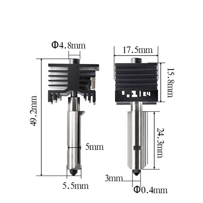 Bambu Lab H2D-H2S-P2S-A1-A1 Mini Sertleşleştirilmiş Çelik Mekanik Hotend Kiti-0.2mm