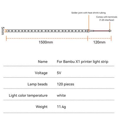 Bambu Lab X1 Geliştirilmiş Led Aydınlatma(1,5mt)