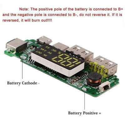 Çift Usb Çıkışlı 5V 2.4A Ledli Ekranlı Micro USB-Type-C Powerbank Sarj Modülü