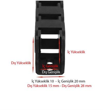 Cnc-3D Yazıcı Drag Zincir Kablo Taşıyıcı 1 Metre(10x20)